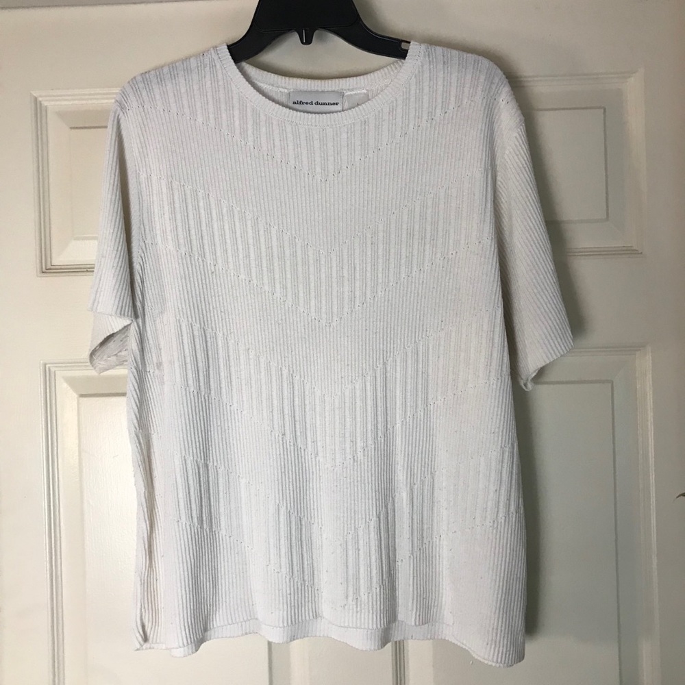 Alfred Dunner White sweater chevron design sz L